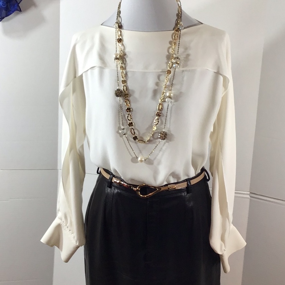 Escada white tunic long sleeve top 36